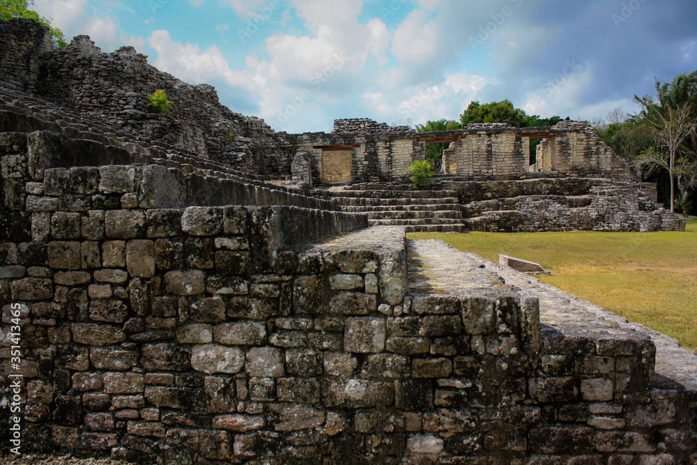 Kohunlich archaeological site of the pre-Columbian Maya civilization, ruins Mexico