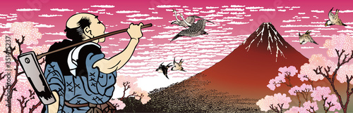 赤い凱風快晴　桜ワイドバージョン その4