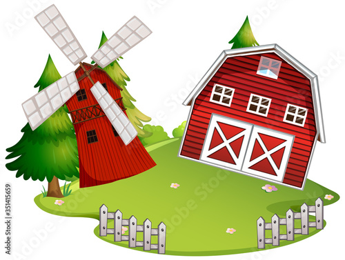 Isolated farm house on white background