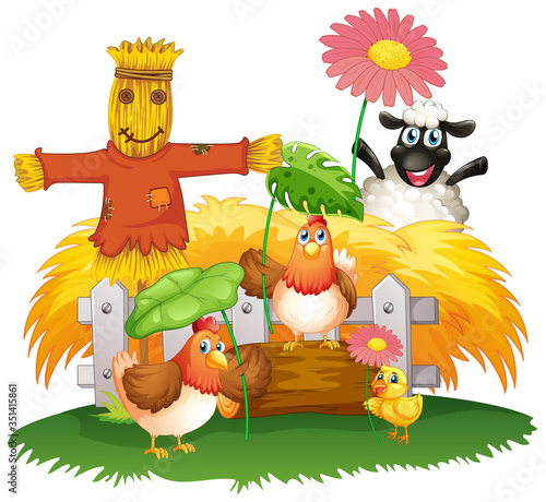 Fototapeta Naklejka Na Ścianę i Meble -  Farm theme background with farm animals