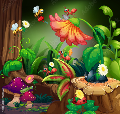 Group of in in fairy forest