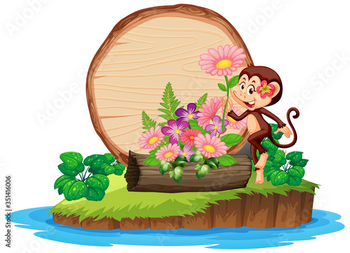 Sign template with animals in garden background