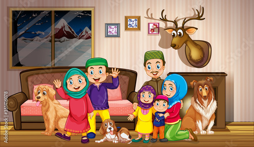 Muslim family in the house