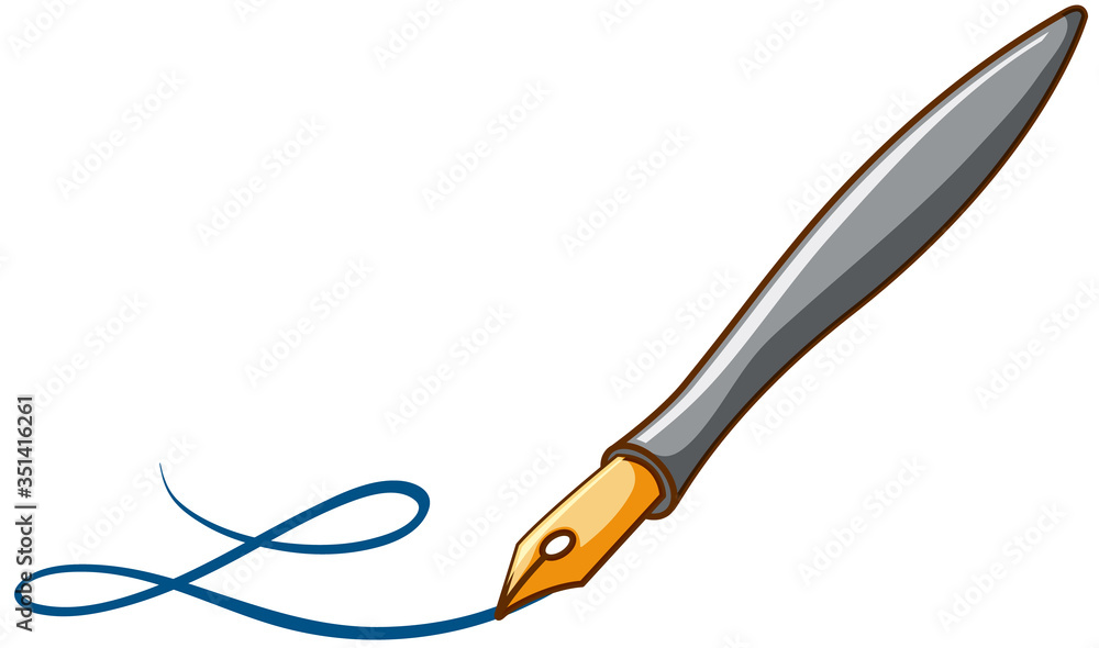 Obraz premium Fountain pen and handwriting on white background