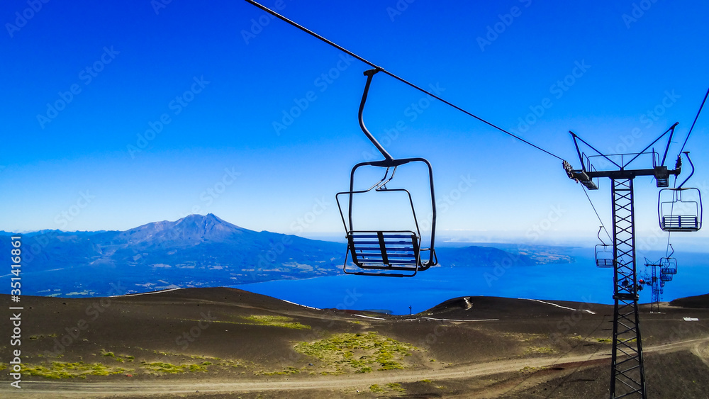 Ski lift on the volcano, volcán Osorno, Chile