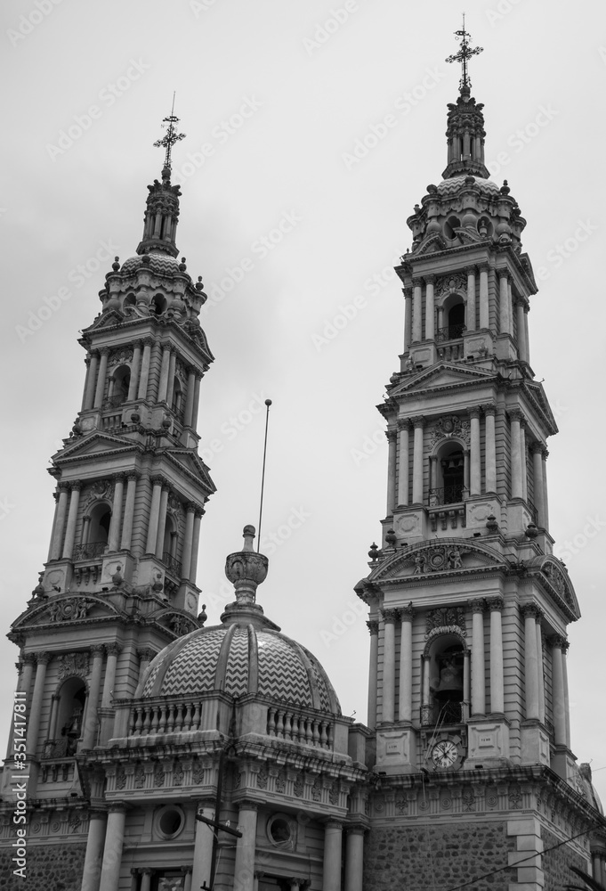 Black and white portrait of The Parroquia de San Francisco de Asís is neoclassic in style, with baroque reminiscence
Tepatitlan de Morelos in Jalisco, Mexico