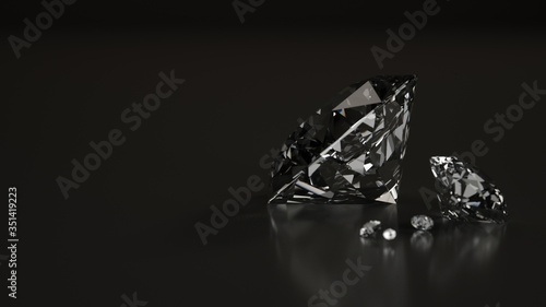 Diamond dark backgrounds 3D rendering