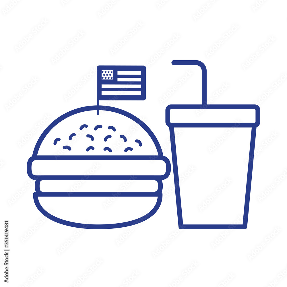 delicious burger and soda fast food line style delicious burger and soda fast food line style