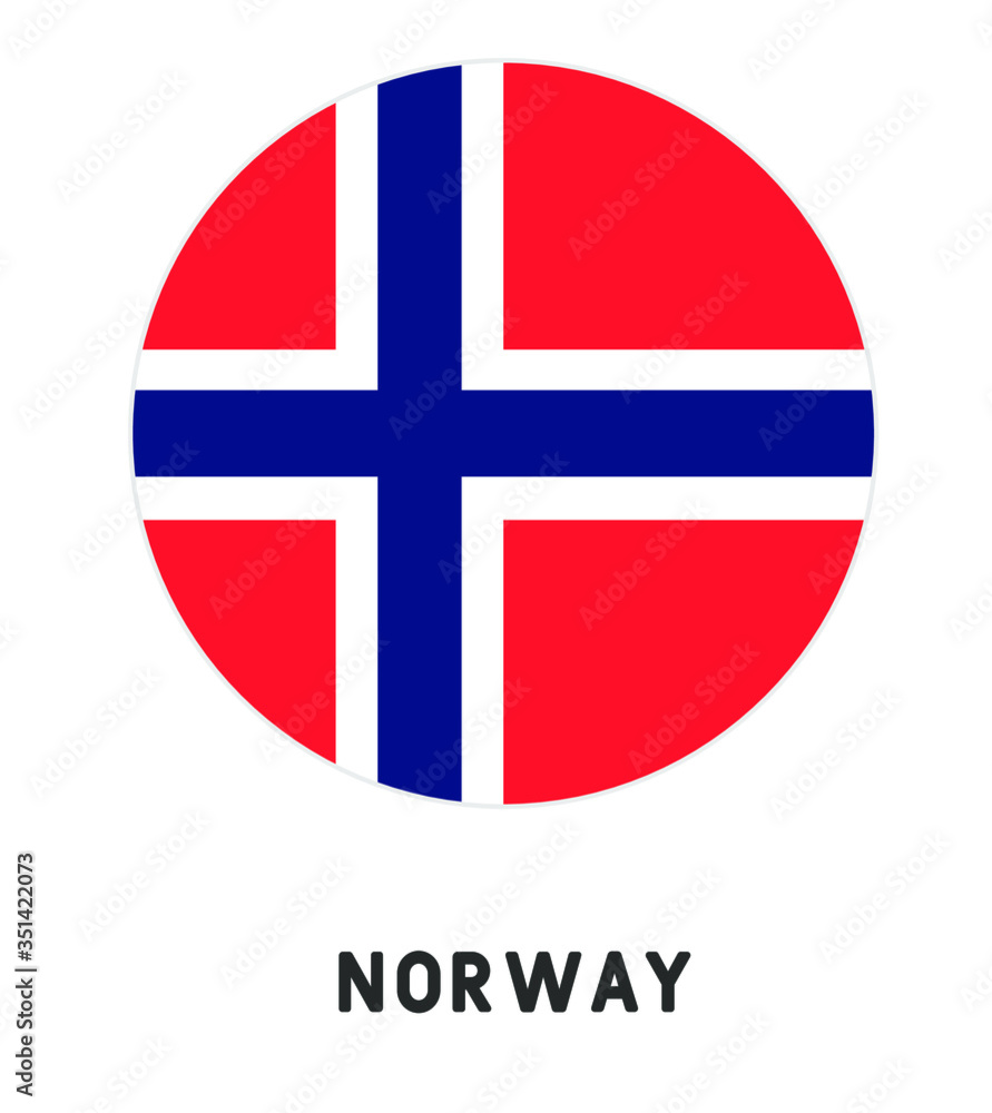 Obraz premium Round Norway flag vector icon isolated, Norway flag button
