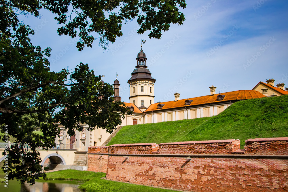Nesvizh, Belarus. View of a  medieval castle on a summer day.