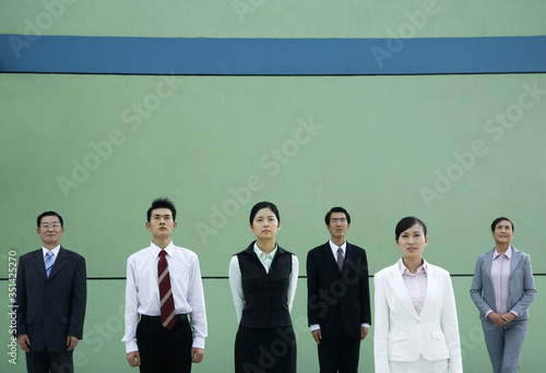 Business people standing at attention
