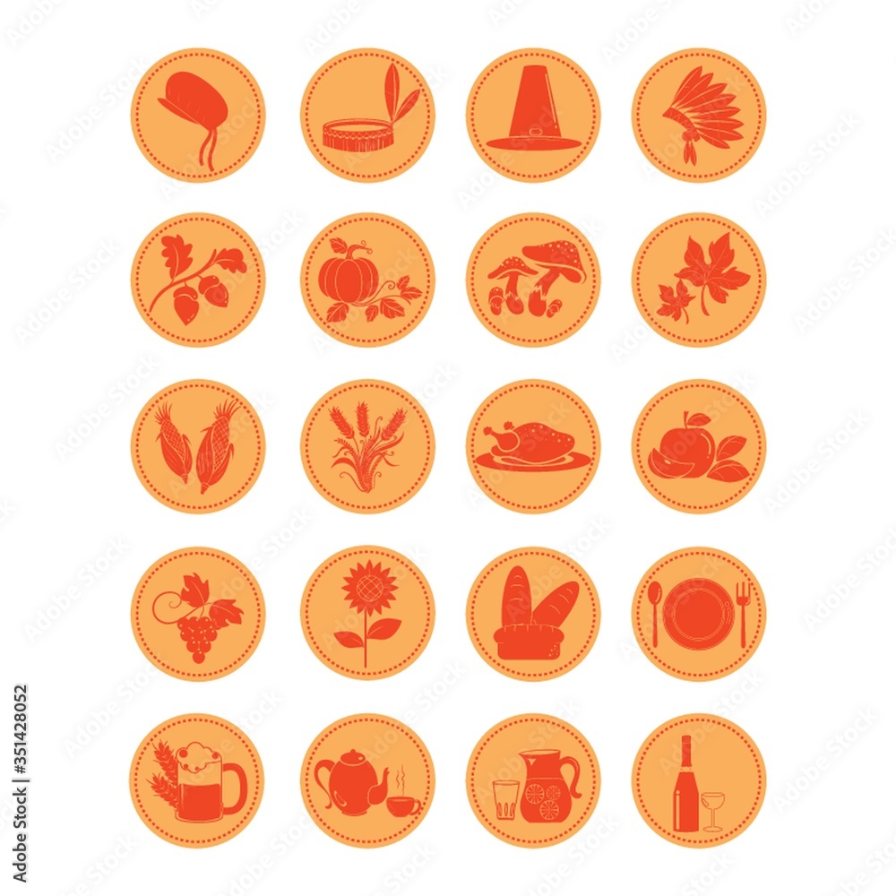 set of thanksgiving icons