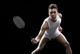 Man playing badminton