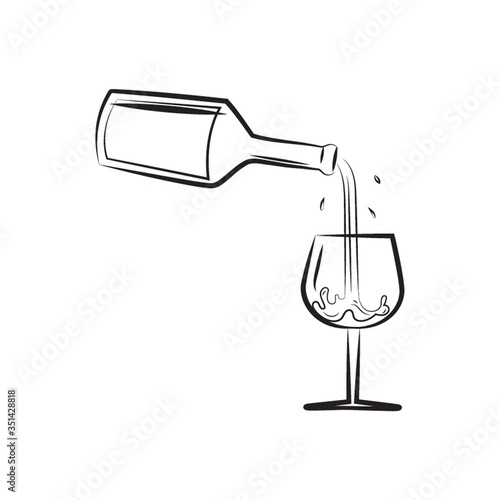 A wine pouring into a glass illustration.