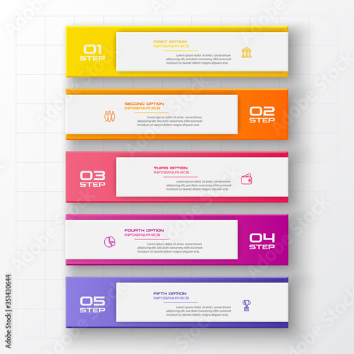 Business infographics template 5 steps rectangle,Vector illustration.
