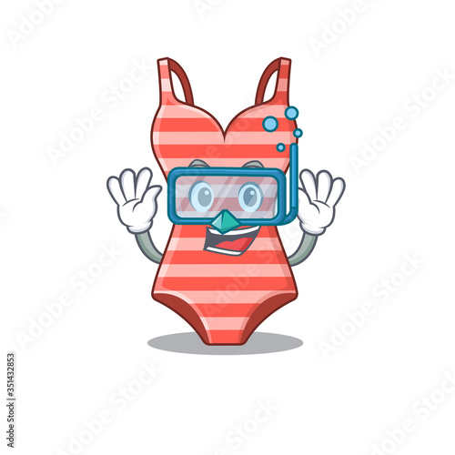 Swimsuit mascot design swims with diving glasses © kongvector