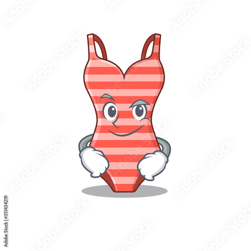 A cute arrogant caricature design of swimsuit having confident gesture