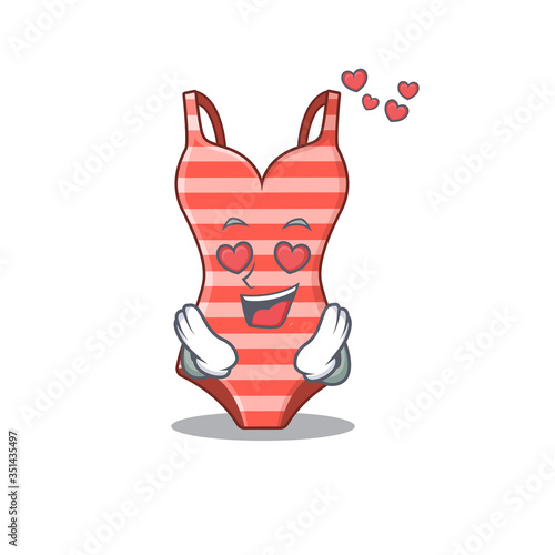 Romantic swimsuit cartoon character has a falling in love eyes