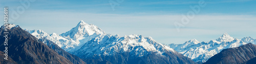Mountains in winter. Mountain snow landscape. Mountains New Zealand.