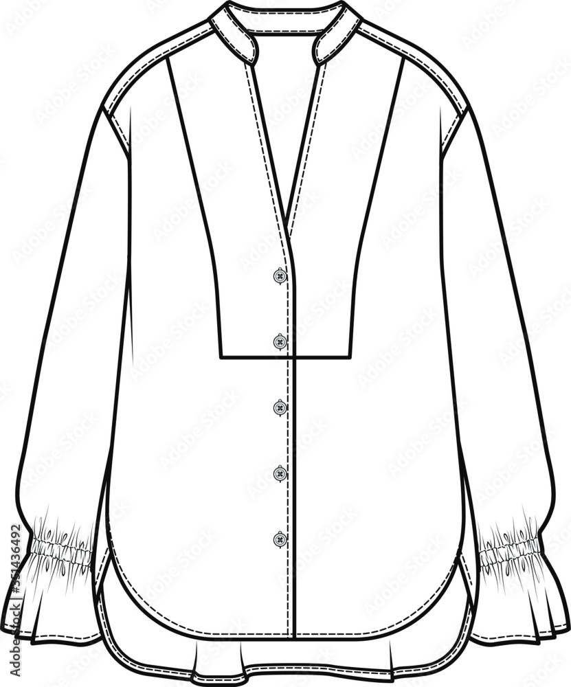 Shirt dress with collar and button placket Fashion sketch Flat technical  drawing Vector illustration Stock Vector  Adobe Stock