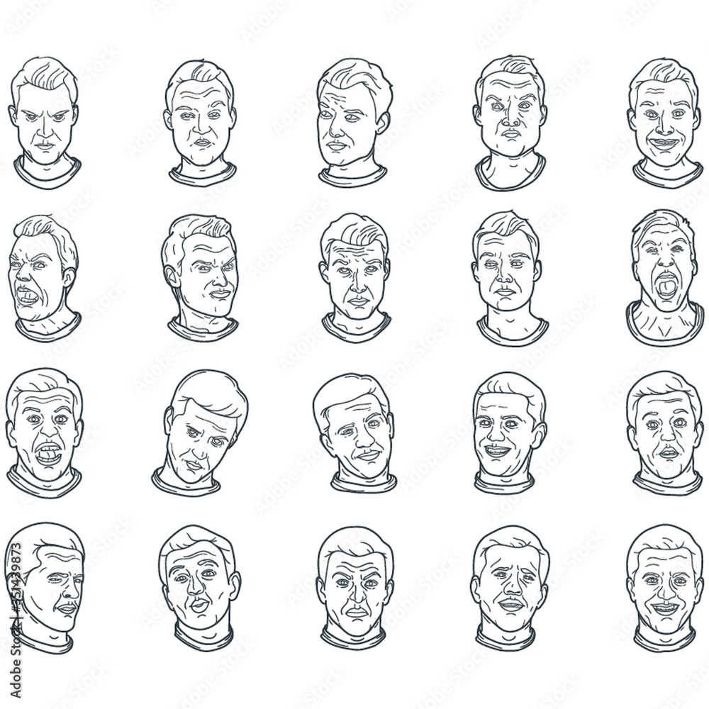 set of man with facial expressions set of man with facial expressions