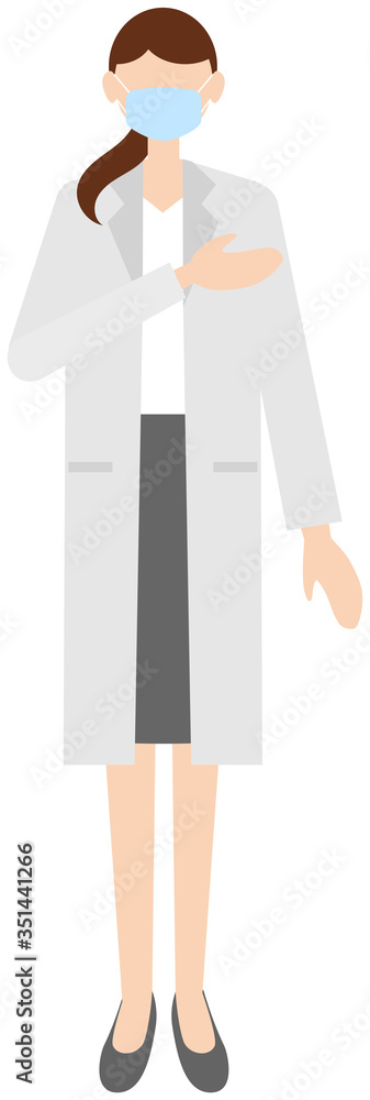 Vector image of a female doctor in in the white coat with a mask Vector image of a female doctor in in the white coat with a mask