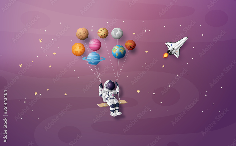 Naklejka premium Astronaut floating in the stratosphere .