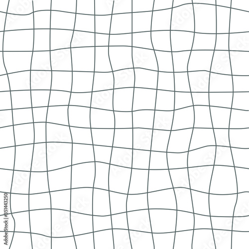 Geometric pattern with wavy stripes, notebook with the undulating fine mesh waves. Stylish texture with confused lines. Vector black grid pattern isolated for background, seamless