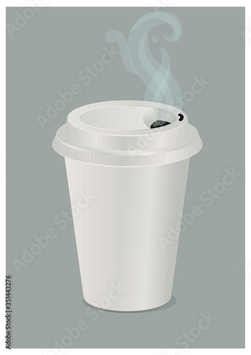 hot coffee in a paper cup
