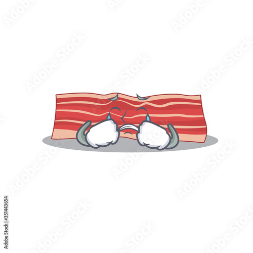 Caricature design of bacon having a sad face