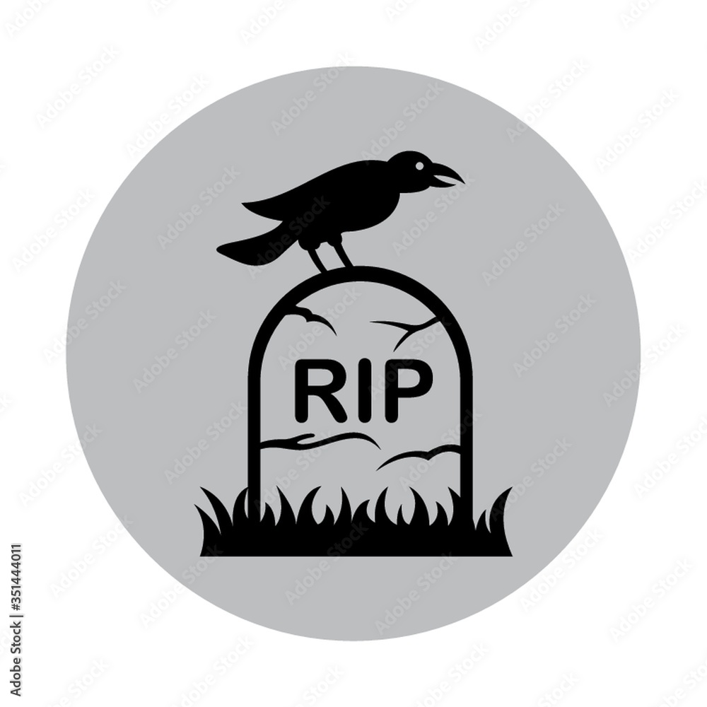 Fototapeta premium Crow on a tombstone
