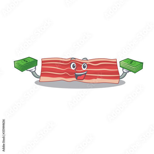 A wealthy bacon cartoon character with much money