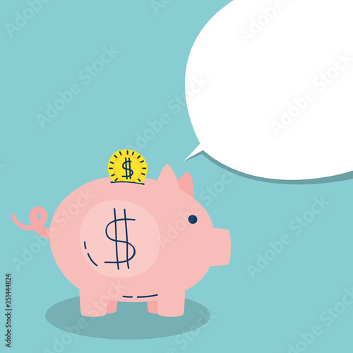 piggy savings money dollar with speech bubble
