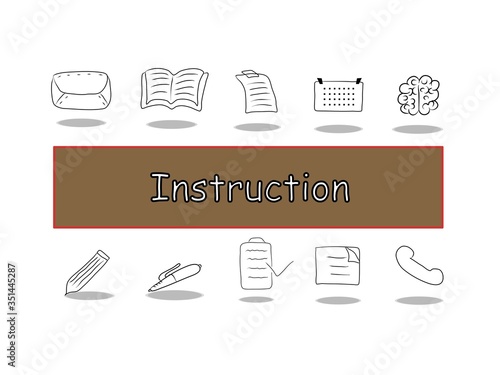 Instruction vector icon set. Thin simple collection illustration black