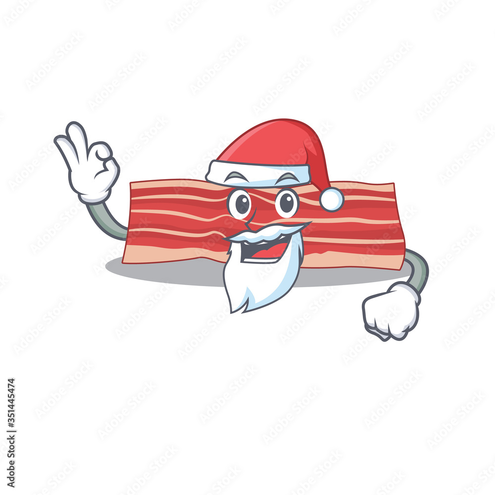 Obraz premium cartoon character of bacon Santa having cute ok finger
