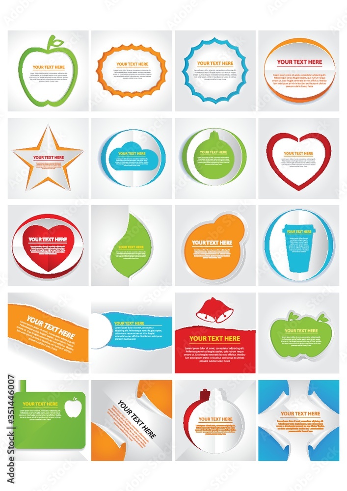 Set of paper cut out effect designs Set of paper cut out effect designs