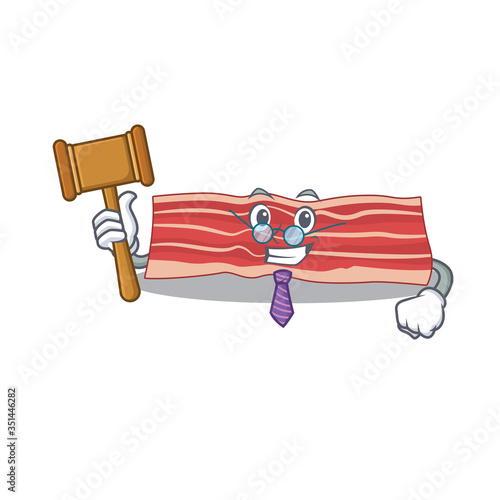 A wise judge of bacon mascot design wearing glasses