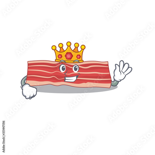 A Wise King of bacon mascot design style with gold crown