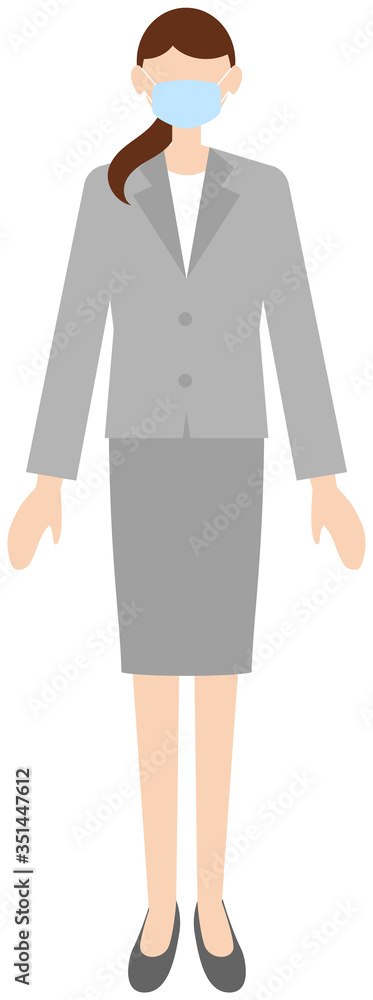 Vector image of business women in office uniform with a mask Vector image of business women in office uniform with a mask