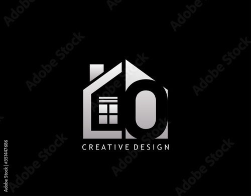 O Letter Logo. Negative Space of Initial O With  Minimalist House Shape Icon.