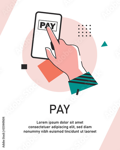 Payment with smartphone icon, online mobile payment,flat design icon vector illustration