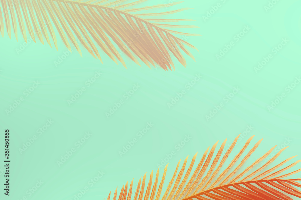 Red dyed areca palm leaf pattern on a green background