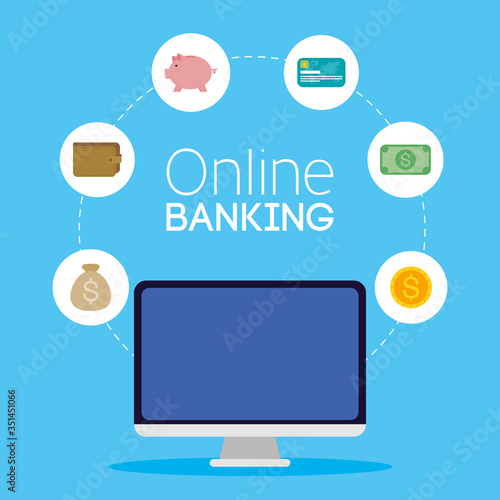 banking online technology with desktop