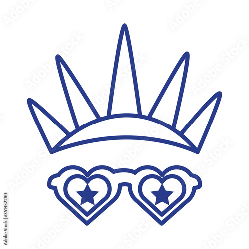 new york liberty statue crown and glasses line style