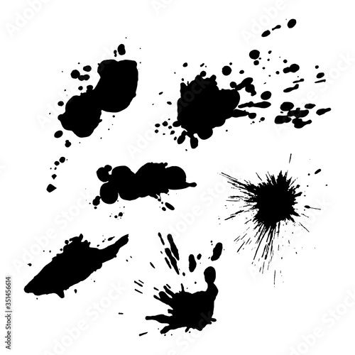 Ink blot collection isolated on white background, vector illustration
