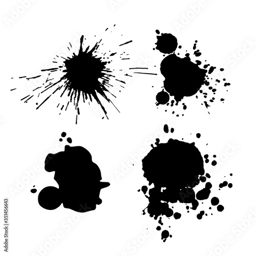 Ink blot collection isolated on white background, vector illustration