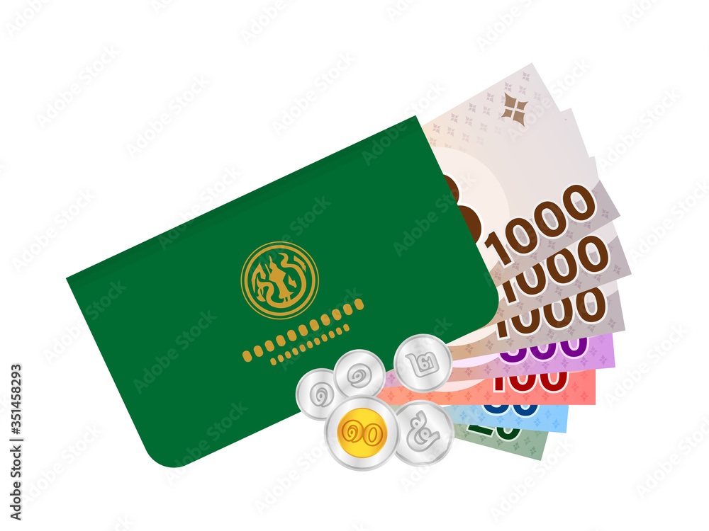 Passbook And Thai Baht Money Banknote For Farmer Bankbook Farmer And Bank Note Money Thai Baht Farm Book And Paper Money For Agriculturist Business And Finance Doae Farmbook And Thb Currency Stock