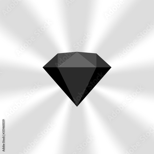 black diamond gemstone on zoom comics, black flat diamonds jewelry icon, black gems on soft rays burst shine background, black diamond of items game, clip art gemstone for banner jewellery copy space