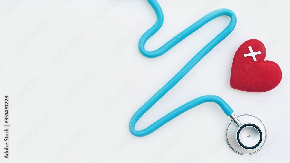 Red heart with stethoscope isolated on white background Red heart with stethoscope isolated on white background