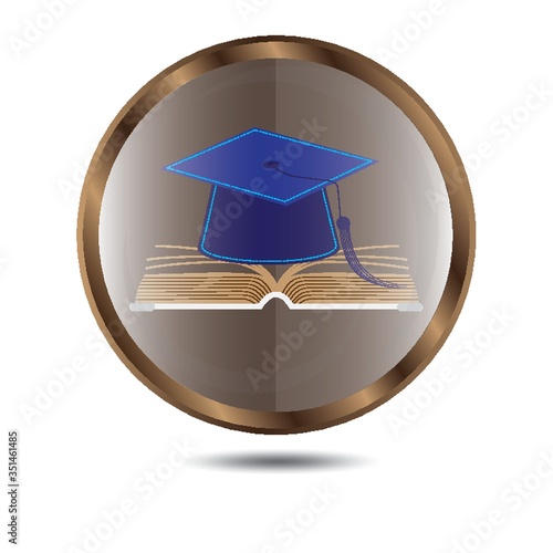 mortar board with book button